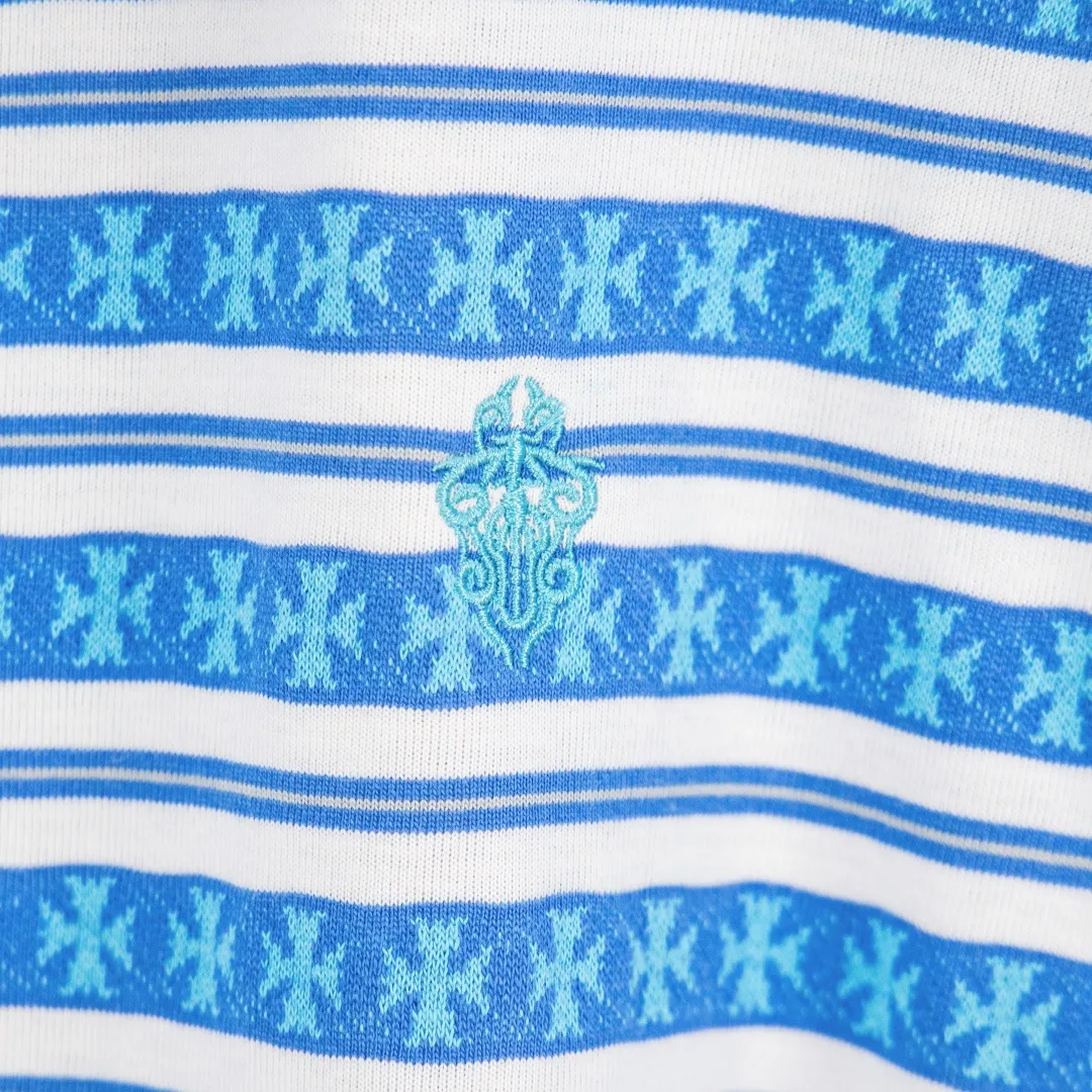 P250 zp version [exclusive supply] Chrome Hearts/Chrome Hearts SS25 new high-end cross jacquard knitted sea soul embroidered lapel Polo striped long sleeves 100% cotton cross jacquard knitted striped fabric ✝️ Customized old vintage brand hand-stitched buttons ✝️ Fully automatic positioning and tailoring Precise alignment of stripes ✝️ CH Chrome Hearts niche design cross jacquard striped long sleeves brings striped Polo to Next Levels Loose fit, same style for men and women Lazy and casual, street style, three-color hair, customized style. Color: blue, pink and black. Size: S M L XL. Number: WW10959.
